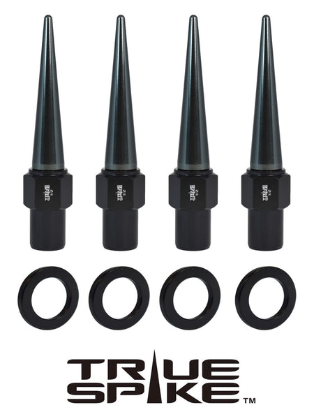 7/16-20 92MM LONG .800 SHANK LUG NUT CNC MACHINED FORGED STEEL WITH ANODIZED ALUMINUM SPIKE CAP // CAP: 16MM DIAMETER 73MM HEIGHT PART # LGC002
