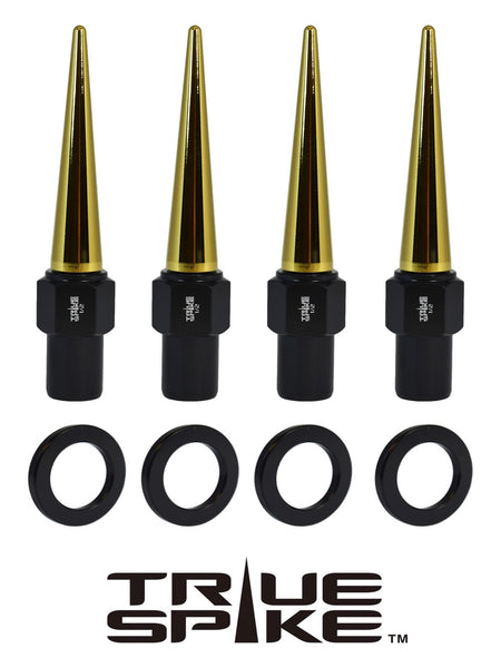 7/16-20 92MM LONG .800 SHANK LUG NUT CNC MACHINED FORGED STEEL WITH ANODIZED ALUMINUM SPIKE CAP // CAP: 16MM DIAMETER 73MM HEIGHT PART # LGC002