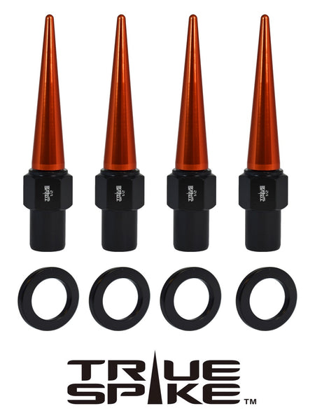 7/16-20 92MM LONG .800 SHANK LUG NUT CNC MACHINED FORGED STEEL WITH ANODIZED ALUMINUM SPIKE CAP // CAP: 16MM DIAMETER 73MM HEIGHT PART # LGC002
