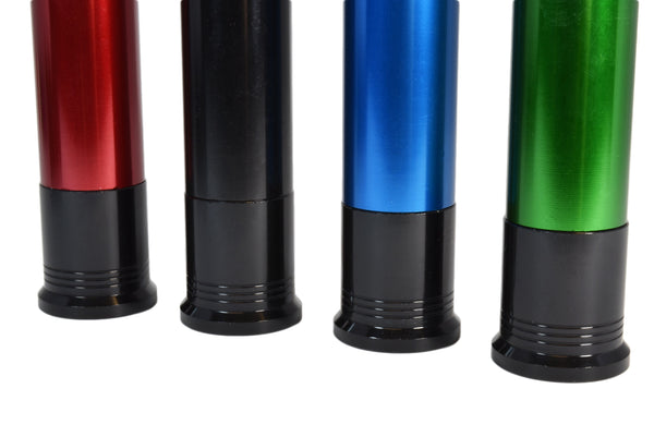14x1.5 MM 117MM LONG CARS ONLY! SHOTGUN SHELL FORGED STEEL "GO AHEAD MAKE MY DAY" LUG NUTS WITH ANODIZED ALUMINUM CAP 09-17 CHEVY CAMARO 15-17 FORD MUSTANG 06-17 DODGE CHARGER CHALLENGER 300 // CAP: 20MM DIAMETER 76MM HEIGHT PART# LGC039/40/41/42