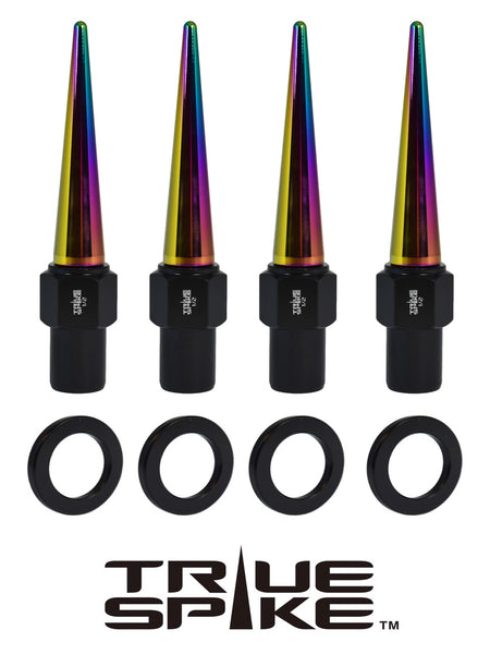 7/16-20 92MM LONG .800 SHANK LUG NUT CNC MACHINED FORGED STEEL WITH ANODIZED ALUMINUM SPIKE CAP // CAP: 16MM DIAMETER 73MM HEIGHT PART # LGC002