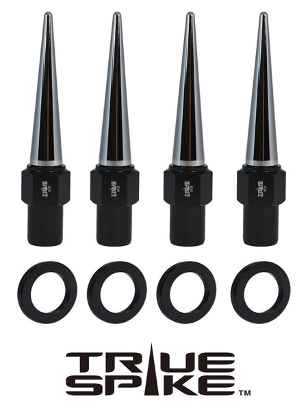 7/16-20 92MM LONG .800 SHANK LUG NUT CNC MACHINED FORGED STEEL WITH ANODIZED ALUMINUM SPIKE CAP // CAP: 16MM DIAMETER 73MM HEIGHT PART # LGC002