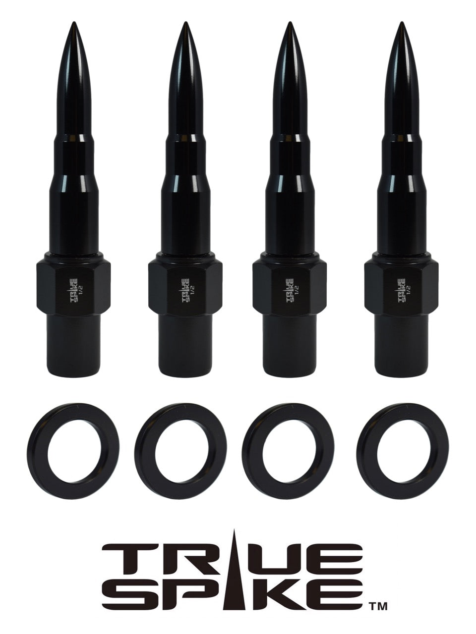 20-Piece Spline Drive Spike Lug Nuts – 7/16-20, 4.5" Tall, Black – Fits Vintage Pontiac & More