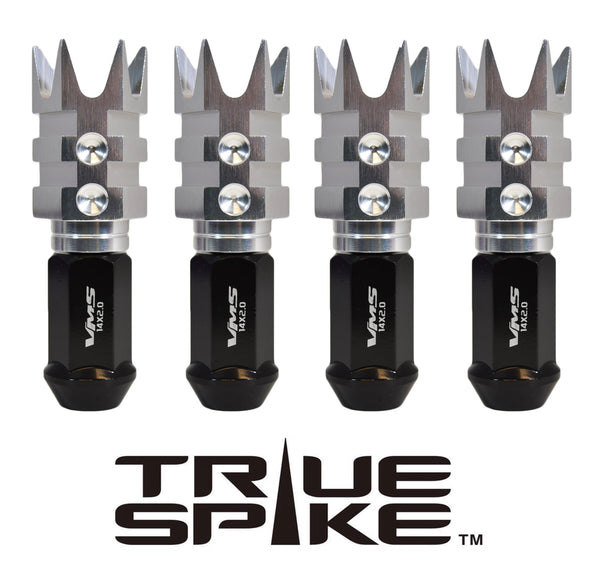 9/16-18 101MM LONG SPIKE MUZZLE BRAKE FORGED STEEL LUG NUTS WITH ANODIZED ALUMINUM CAP 65-87 CHEVROLET (8 LUG) C20 C30 K20 K30  GMC 02-11 DODGE RAM 80-98 FORD F250 F350 // CAP: 20MM DIAMETER 51MM HEIGHT PART # LGC053