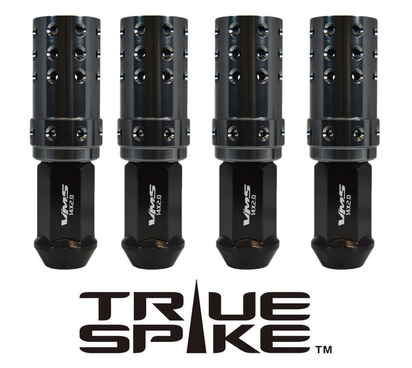 14X1.5 MM 101MM LONG MUZZLE BRAKE FORGED STEEL LUG NUTS WITH ANODIZED ALUMINUM CAP 00- UP CHEVROLET SILVERADO TAHOE GMC SIERRA 12-UP DODGE RAM 15-UP F150 // CAP: 25MM DIAMETER 51MM HEIGHT PART # LGC051