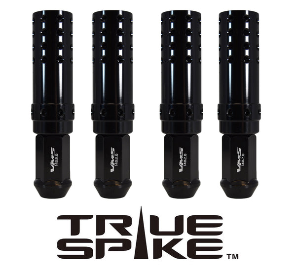 9/16-18 124MM LONG MUZZLE BRAKE FORGED STEEL LUG NUTS WITH ANODIZED ALUMINUM CAP 65-87 CHEVROLET (8 LUG) C20 C30 K20 K30  GMC 02-11 DODGE RAM 80-98 FORD F250 F350 // CAP: 25MM DIAMETER 73MM HEIGHT PART # LGC052