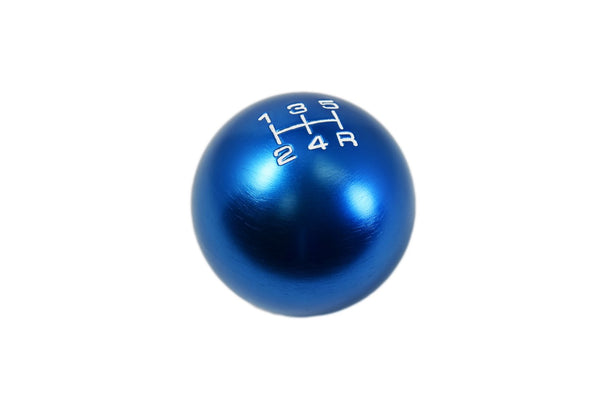 BILLET ALUMINUM ROUND BALL STYLE SHIFT KNOB 5 SPEED 2" DIAMETER COLORS: BLACK BLUE GREEN GUN METAL ORANGE PURPLE RED 10x1.5 10x1.25 & 12x1.25 MM