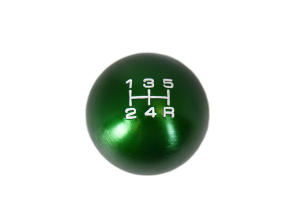 BILLET ALUMINUM ROUND BALL STYLE SHIFT KNOB 5 SPEED 2" DIAMETER COLORS: BLACK BLUE GREEN GUN METAL ORANGE PURPLE RED 10x1.5 10x1.25 & 12x1.25 MM
