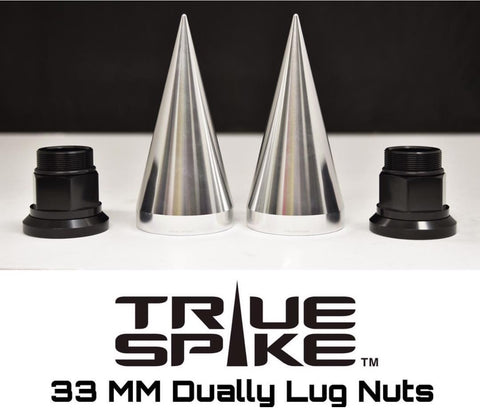 DUALLY SEMI TRUCK STEEL LUG NUTS WITH BILLET ALUMINUM 33MM SPIKE CAP (40PC SET) // PART # LGC100