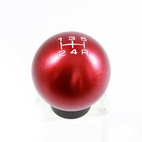 BILLET ALUMINUM ROUND BALL STYLE SHIFT KNOB 5 SPEED 2" DIAMETER COLORS: BLACK BLUE GREEN GUN METAL ORANGE PURPLE RED 10x1.5 10x1.25 & 12x1.25 MM