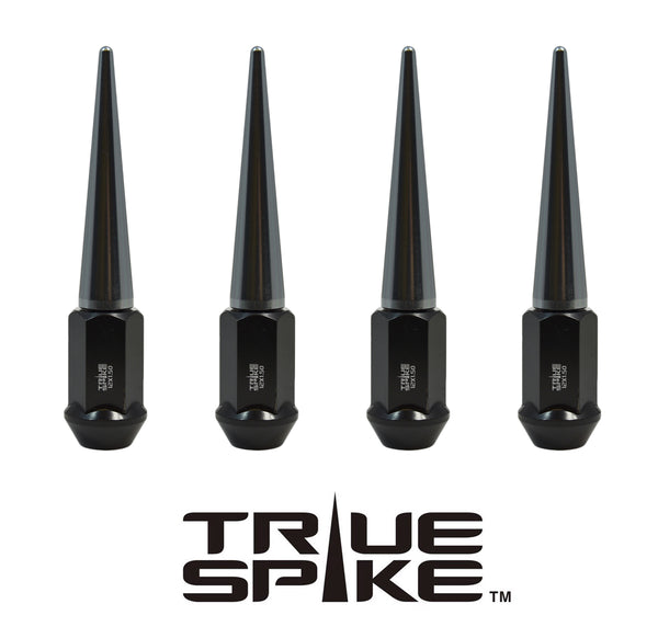 1/2-20 112MM LONG CNC MACHINED FORGED STEEL STANDARD SPIKE LUG NUTS WITH ANODIZED ALUMINUM CAP 46-17 JEEP CJ, TJ, WRANGLER 79-14 FORD MUSTANG // CAP: 16MM DIAMETER 73MM HEIGHT PART # LGC002