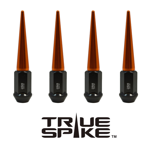 1/2-20 112MM LONG CNC MACHINED FORGED STEEL STANDARD SPIKE LUG NUTS WITH ANODIZED ALUMINUM CAP 46-17 JEEP CJ, TJ, WRANGLER 79-14 FORD MUSTANG // CAP: 16MM DIAMETER 73MM HEIGHT PART # LGC002