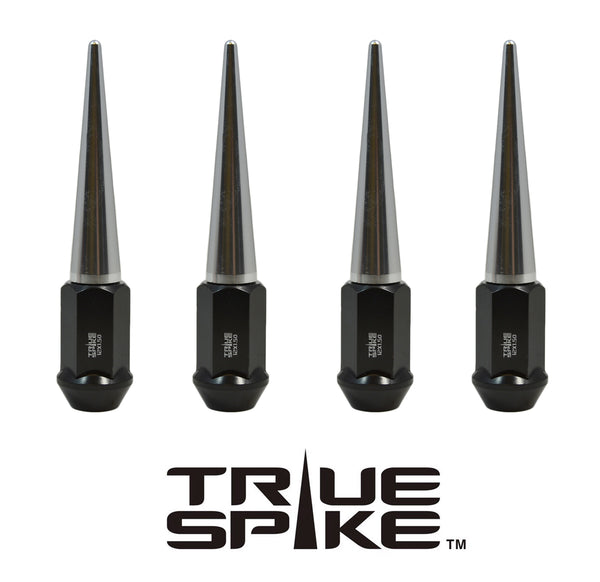 1/2-20 112MM LONG CNC MACHINED FORGED STEEL STANDARD SPIKE LUG NUTS WITH ANODIZED ALUMINUM CAP 46-17 JEEP CJ, TJ, WRANGLER 79-14 FORD MUSTANG // CAP: 16MM DIAMETER 73MM HEIGHT PART # LGC002