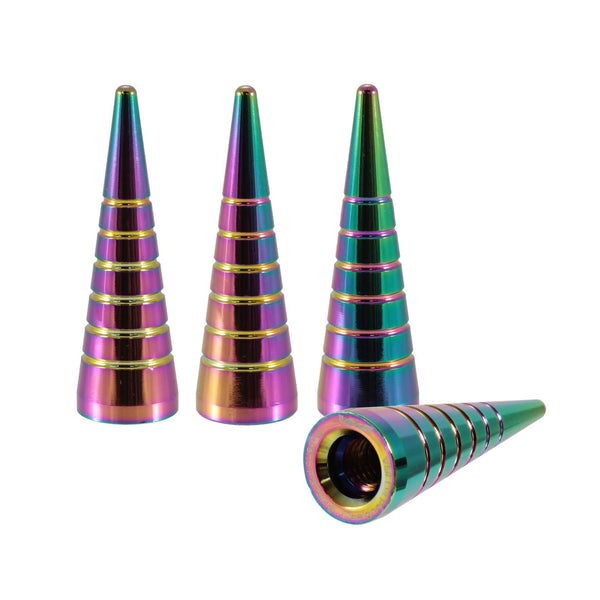 SPIRAL SPIKE LUG NUT CAPS CNC MACHINED BILLET ALUMINUM, MANY FINISHES TO CHOOSE FROM // DIAMETER: 16MM LENGTH: 51MM PART # LGC006