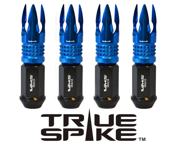 14X1.5 MM 89MM LONG FOR CARS ONLY!! NO TRUCKS!! CNC MACHINED FORGED STEEL EXTENDED POSEIDON SPIKE LUG NUTS WITH ANODIZED ALUMINUM CAP // 20MM CAP DIAMETER 51MM CAP LENGTH PART # LGC007