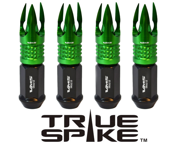 9/16-18 101MM LONG CNC MACHINED POSEIDON SPIKE LUG NUTS ANODIZED ALUMINUM TRUCK LENGTH CHEVROLET C20 C30 K20 K30  GMC DODGE RAM FORD F250 F350// 20MM CAP DIAMETER 51MM CAP LENGTH PART # LGC007