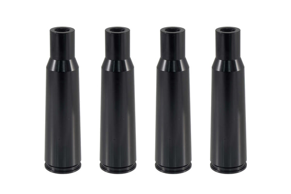 BULLET CASING 50 CAL CALIBER 5.5 INCHES LONG LUG NUT CAPS CNC MACHINED BILLET ALUMINUM, MANY FINISHES TO CHOOSE FROM (TIP SOLD SEPARATELY) // DIAMETER: 25MM LENGTH: 136MM PART # LGC008
