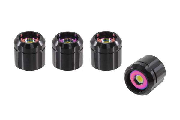 DUAL COLOR "TUNER STYLE" LUG NUT CAPS CNC MACHINED BILLET ALUMINUM, MANY FINISHES TO CHOOSE FROM // DIAMETER: 20MM LENGTH: 19MM PART # LGC012