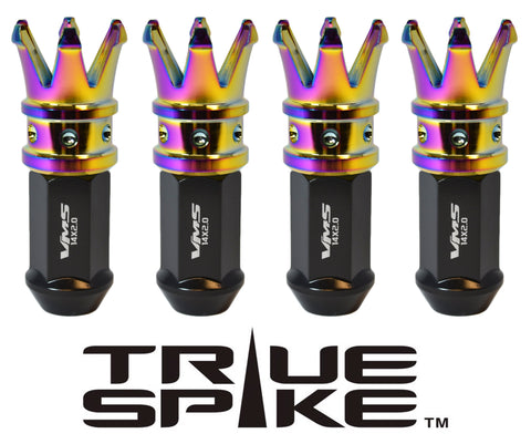 12x1.5 MM 89MM LONG CNC MACHINED FORGED STEEL EXTENDED CROWN SPIKE LUG NUTS WITH ANODIZED ALUMINUM CAP