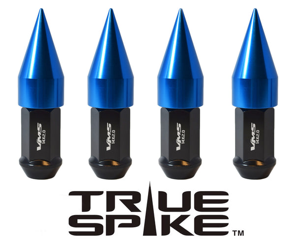 14X1.5 MM 89MM LONG CARS ONLY!! NO TRUCKS!!  EXTENDED 2ND DESIGN SPIKE (25MM DIAMETER) STEEL LUG NUTS ANODIZED ALUMINUM CAPS // 25MM CAP DIAMETER 51MM CAP LENGTH PART NUMBER LGC021