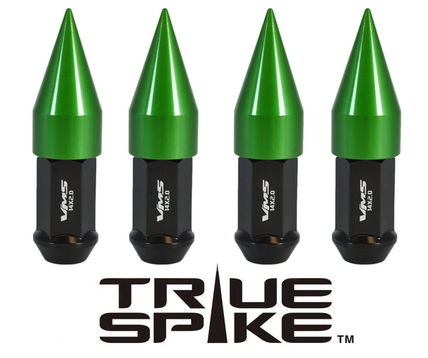 9/16-18 101MM LONG 2ND DESIGN SPIKE (25MM DIAMETER) STEEL LUG NUTS ANODIZED ALUMINUM CAPS TRUCK LENGTH 65-87 CHEVROLET (8 LUG) C20 C30 K20 K30 GMC 02-11 DODGE RAM 80-98 FORD F250 F350 // 25MM CAP DIAMETER 51MM CAP LENGTH PART # LGC021