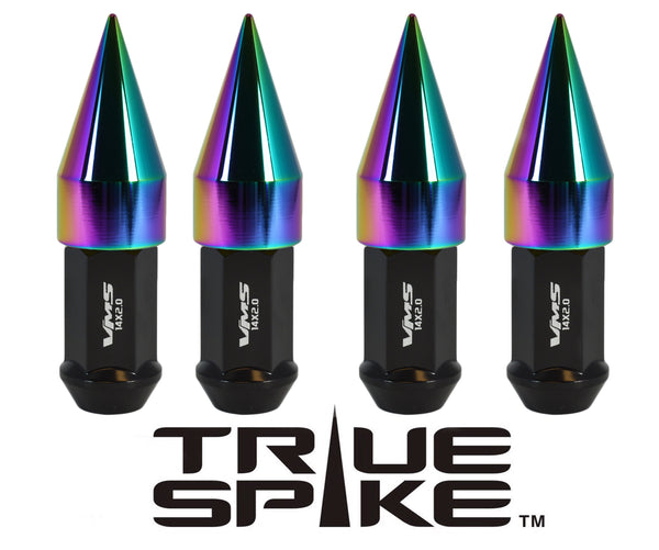 9/16-18 101MM LONG 2ND DESIGN SPIKE (25MM DIAMETER) STEEL LUG NUTS ANODIZED ALUMINUM CAPS TRUCK LENGTH 65-87 CHEVROLET (8 LUG) C20 C30 K20 K30 GMC 02-11 DODGE RAM 80-98 FORD F250 F350 // 25MM CAP DIAMETER 51MM CAP LENGTH PART # LGC021