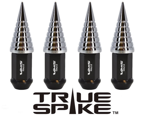 14X1.5 MM 101MM LONG CNC MACHINED FORGED STEEL EXTENDED SPIRAL SPIKE (25MM DIAMETER) LUG NUTS ANODIZED ALUMINUM CAPS TRUCK LENGTH CHEVROLET SILVERADO TAHOE GMC SIERRA DODGE RAM // 25MM CAP DIAMETER 51MM CAP LENGTH PART # LGC022