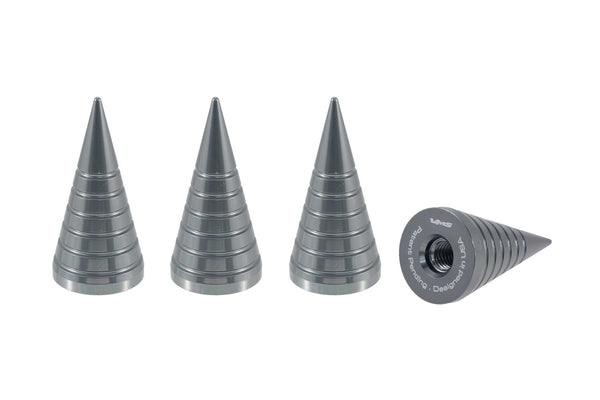 SPIKE SPIRAL CUTS LUG NUT CAPS CNC MACHINED BILLET ALUMINUM, MANY FINISHES TO CHOOSE FROM // DIAMETER: 25MM LENGTH: 51MM PART # LGC022