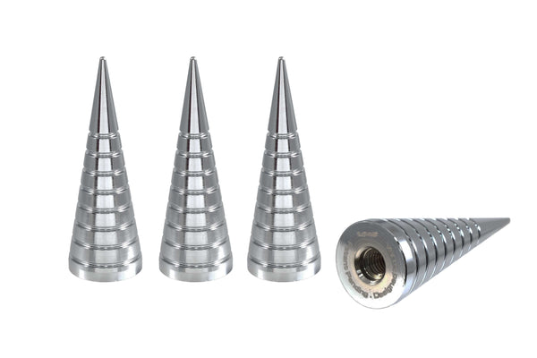 SPIKE SPIRAL CUTS LUG NUT CAPS CNC MACHINED BILLET ALUMINUM, MANY FINISHES TO CHOOSE FROM // DIAMETER: 25MM LENGTH: 73MM PART # LGC026