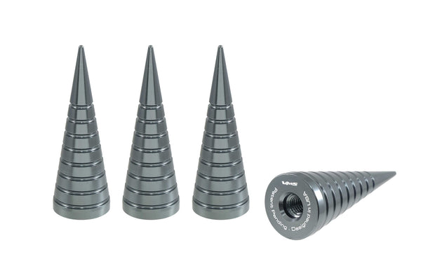 SPIKE SPIRAL CUTS LUG NUT CAPS CNC MACHINED BILLET ALUMINUM, MANY FINISHES TO CHOOSE FROM // DIAMETER: 25MM LENGTH: 73MM PART # LGC026