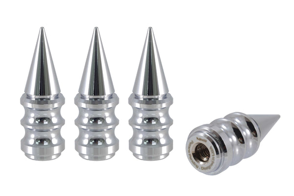 RIBBED SPIKE LUG NUT CAPS CNC MACHINED BILLET ALUMINUM, MANY FINISHES TO CHOOSE FROM // DIAMETER: 25MM LENGTH: 73MM PART # LGC029