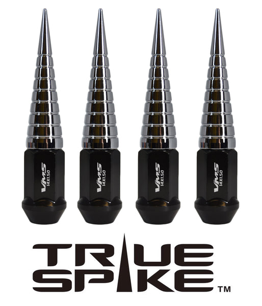 1/2-20 112MM LONG 20MM WIDE SPIRAL SPIKES STEEL LUG NUTS ANODIZED ALUMINUM CAPS 46-17 JEEP CJ, TJ, WRANGLER 79-14 FORD MUSTANG // 20MM CAP DIAMETER 73MM CAP LENGTH PART # LGC033