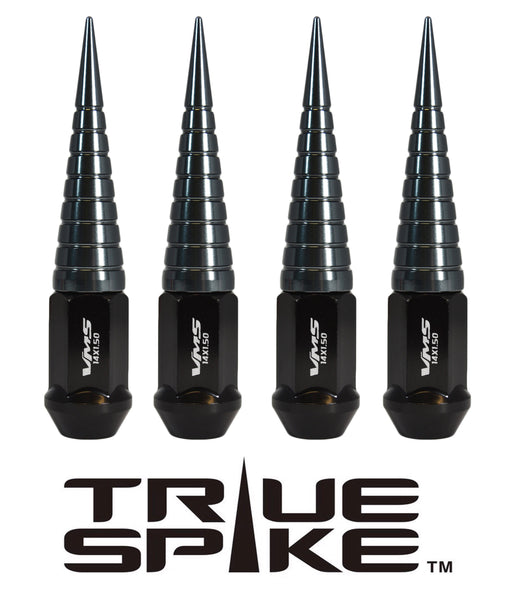 12x1.5 MM 112MM LONG 20MM WIDE SPIRAL SPIKES STEEL LUG NUTS ANODIZED ALUMINUM CAPS // 20MM CAP DIAMETER 73MM CAP LENGTH PART # LGC033