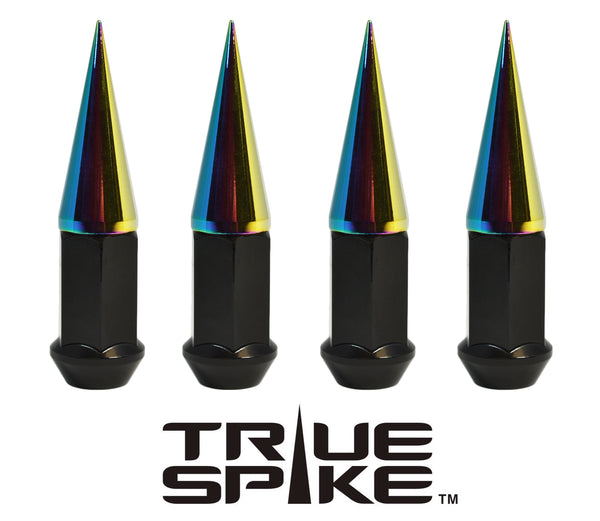 14x2.0 MM 101MM LONG 20MM WIDE SPIKES STEEL LUG NUTS ANODIZED ALUMINUM CAPS NEON COLORS 04-14 FORD F150 RAPTOR TREMOR EXPEDITION // 20MM CAP DIAMETER 51MM CAP LENGTH PART # LGC035