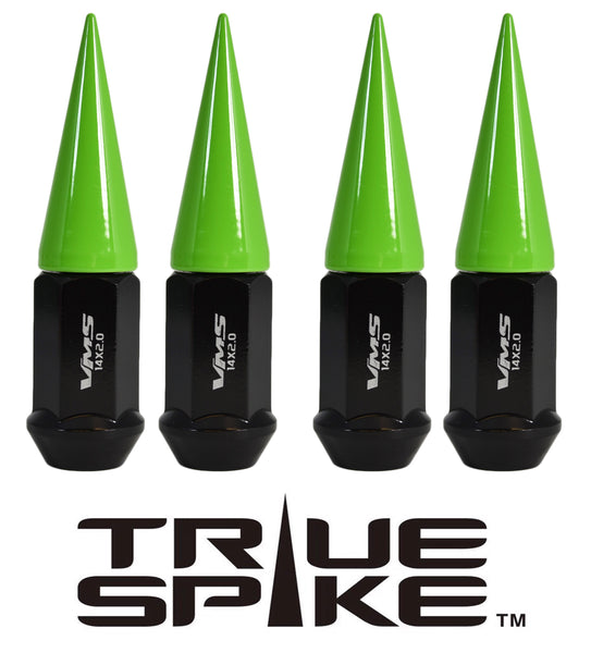 14x1.5 MM 89MM LONG CARS ONLY! NO TRUCKS! 20MM WIDE SPIKES STEEL LUG NUTS ANODIZED ALUMINUM CAPS NEON COLORS 09-20 CHEVY CAMARO 15-20 FORD MUSTANG 06-20 DODGE CHARGER CHALLENGER 300 // 20MM CAP DIAMETER 51MM CAP LENGTH PART # LGC035