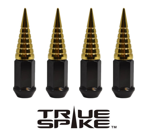 14x1.5 MM 89MM LONG CARS ONLY! NO TRUCKS! 20MM WIDE SPIRAL SPIKES STEEL LUG NUTS ANODIZED ALUMINUM CAPS 09-17 CHEVY CAMARO 15-17 FORD MUSTANG 06-17 DODGE CHARGER CHALLENGER 300 // 20MM CAP DIAMETER 51MM CAP LENGTH PART # LGC036