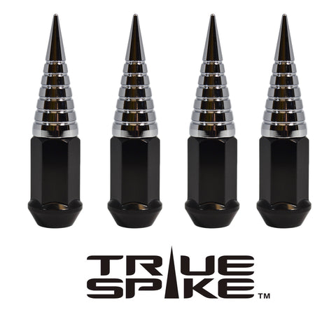 14x1.5 MM 101MM LONG 20MM WIDE SPIRAL SPIKES STEEL LUG NUTS ANODIZED ALUMINUM CAPS 00- UP CHEVROLET SILVERADO TAHOE GMC SIERRA 12-UP DODGE RAM 15-UP F150 // 20MM CAP DIAMETER 51MM CAP LENGTH PART # LGC036