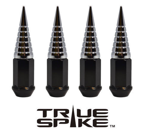 14x1.5 MM 89MM LONG CARS ONLY! NO TRUCKS! 20MM WIDE SPIRAL SPIKES STEEL LUG NUTS ANODIZED ALUMINUM CAPS 09-17 CHEVY CAMARO 15-17 FORD MUSTANG 06-17 DODGE CHARGER CHALLENGER 300 // 20MM CAP DIAMETER 51MM CAP LENGTH PART # LGC036