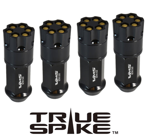 1/2-20 71MM LONG REVOLVER BULLETS FORGED STEEL LUG NUTS WITH ANODIZED ALUMINUM CAP 46-17 JEEP CJ, TJ, WRANGLER 79-14 FORD MUSTANG // CAP: 25MM DIAMETER 30MM HEIGHT PART # LGC045