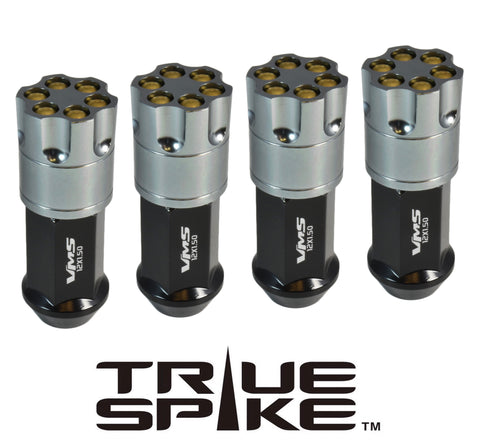 9/16-18 81MM LONG REVOLVER BULLETS FORGED STEEL LUG NUTS WITH ANODIZED ALUMINUM CAP 65-87 CHEVROLET (8 LUG) C20 C30 K20 K30  GMC 02-11 DODGE RAM 80-98 FORD F250 F350 // CAP: 25MM DIAMETER 30MM HEIGHT PART # LGC045
