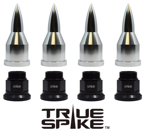 DUALLY SEMI TRUCK STEEL LUG NUTS WITH BILLET ALUMINUM 33MM BULLET CAP (40PC SET) // PART # LGC105 or LGC107