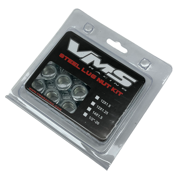 STREET/STRIP OPEN END FORGED STEEL LUG NUTS FOR VMS RACING WHEELS 60 DEGREE BULGE ACORN SET OF 20