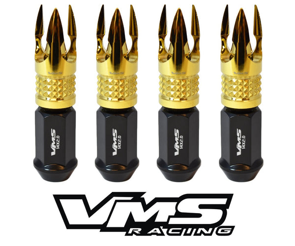 12x1.25 MM 89MM LONG CNC MACHINED FORGED STEEL EXTENDED POSEIDON SPIKE LUG NUTS WITH ANODIZED ALUMINUM CAP // 20MM CAP DIAMETER 51MM CAP LENGTH PART # LGC007
