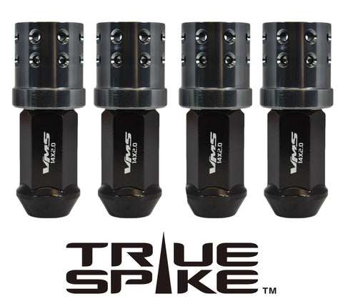 14X1.5 MM 81MM LONG MUZZLE BRAKE FORGED STEEL LUG NUTS WITH ANODIZED ALUMINUM CAP 00- UP CHEVROLET SILVERADO TAHOE GMC SIERRA 12-UP DODGE RAM 15-UP F150 // CAP: 25MM DIAMETER 30MM HEIGHT PART # LGC050