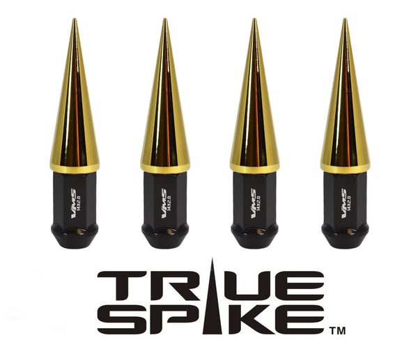 1/2-20 112MM LONG CNC MACHINED FORGED STEEL EXTENDED SPIKE (25MM DIAMETER) LUG NUTS ANODIZED ALUMINUM CAPS // 25MM CAP DIAMETER 73MM CAP LENGTH PART NUMBER LGC024