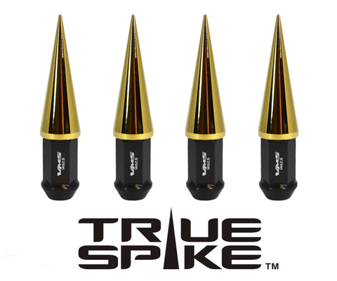14X1.5 MM 124MM LONG CNC MACHINED FORGED STEEL EXTENDED SPIKE (25MM DIAMETER) LUG NUTS ANODIZED ALUMINUM CAPS TRUCK LENGTH 00- UP CHEVROLET SILVERADO TAHOE GMC SIERRA 12-UP DODGE RAM 15-UP F150 // 25MM CAP DIAMETER 73MM CAP LENGTH PART NUMBER LGC024