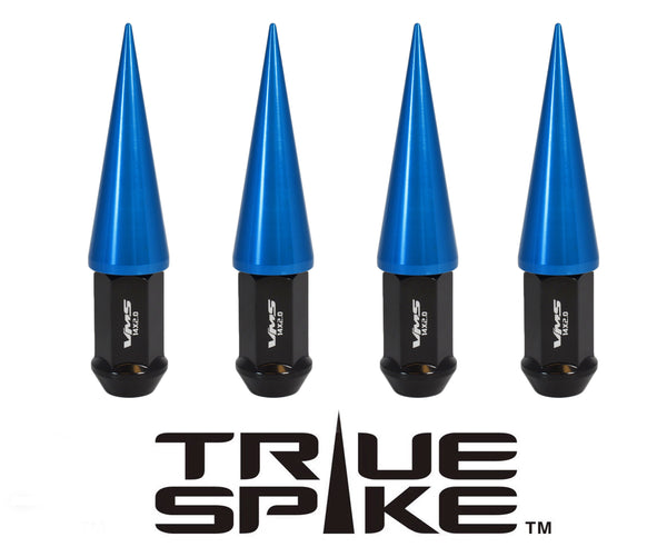 1/2-20 112MM LONG CNC MACHINED FORGED STEEL EXTENDED SPIKE (25MM DIAMETER) LUG NUTS ANODIZED ALUMINUM CAPS // 25MM CAP DIAMETER 73MM CAP LENGTH PART NUMBER LGC024