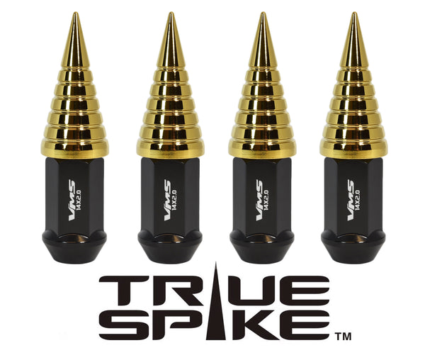 12x1.25 MM 89MM LONG CNC MACHINED FORGED STEEL EXTENDED SPIRAL SPIKE (25MM DIAMETER) LUG NUTS ANODIZED ALUMINUM CAPS // 25MM CAP DIAMETER 51MM CAP LENGTH PART # LGC022