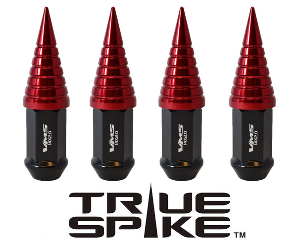 9/16-18 101MM LONG CNC FORGED STEEL EXTENDED SPIRAL SPIKE (25MM DIAMETER) LUG NUTS ANODIZED ALUMINUM CAPS TRUCK LENGTH 65-87 CHEVROLET (8 LUG) C20 C30 K20 K30  GMC 02-11 DODGE RAM 80-98 FORD F250 F350 // 25MM CAP DIAMETER 51MM CAP LENGTH PART # LGC022