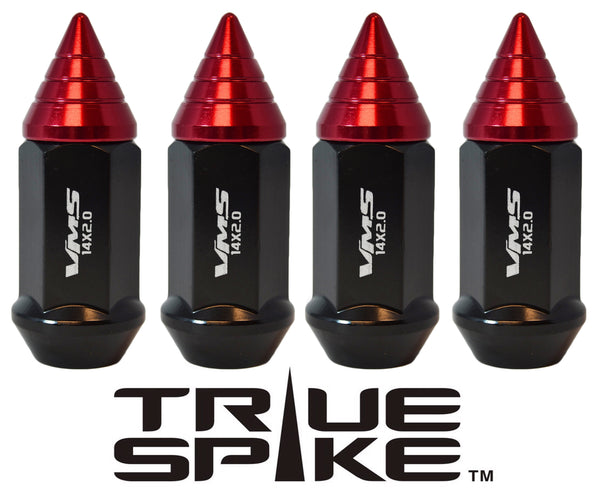 12x1.5 MM 62MM LONG CNC MACHINED FORGED STEEL EXTENDED SMALL SPIRAL SPIKE LUG NUTS ANODIZED ALUMINUM CAP // 20MM DIAMETER 21MM HEIGHT PART # LGC011